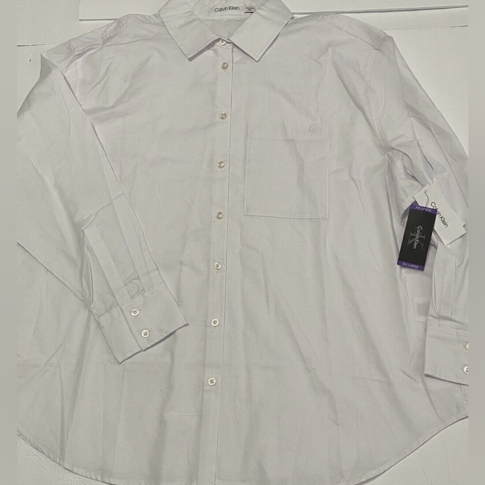 Calvin Klein White Button Down XXL 100% Cotton MSRP $79.50. NWT